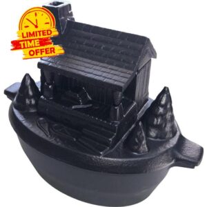 John Wright Log Cabin Steamer - Rustic Cast Iron Log Cabin Steamer with Porcelain Finish - Humidifier and Potpourri Holder for Home Decor