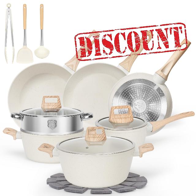 SODAY 17 Pcs Pots and Pans Set Non Stick
