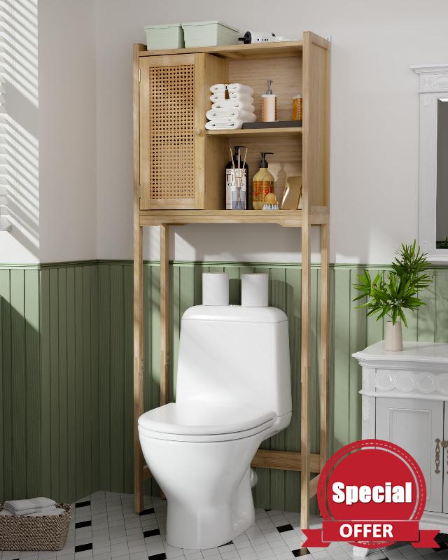 AmazerBath Over The Toilet Storage Cabinet Bamboo