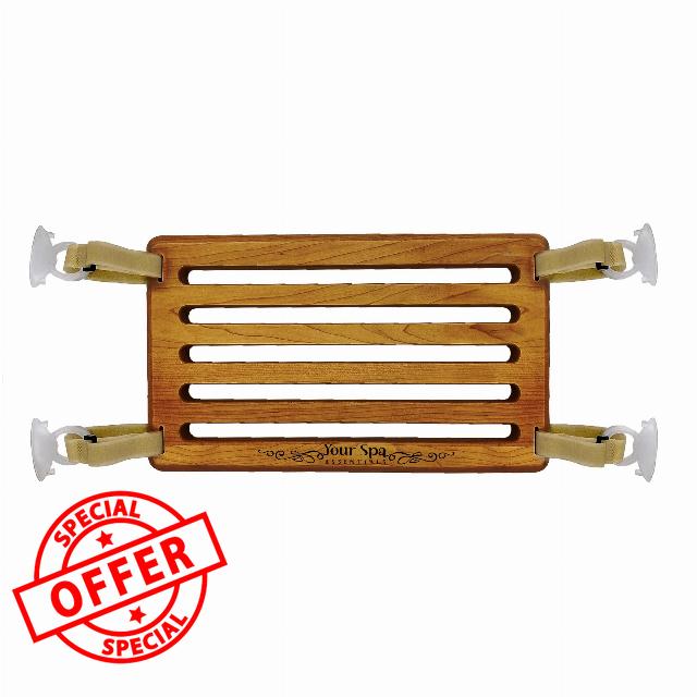 Your Spa Essentials Wooden Bathtub Foot Rest - Portable Bathroom Foot Rest with Heavy Duty Suction Cups - Non Slip Bathtub Footrest with Large Strong Suction Cups - Bathtub Accessories for Relaxation