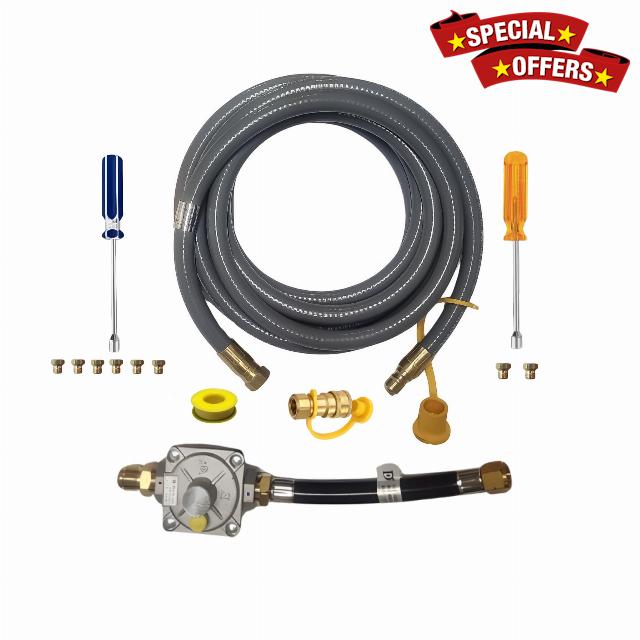 Natural Gas Conversion Kit from LP to NG Fit for Weber Summit 470 - Summit 460 - Summit 450 - Easy Install - Includes Predrilled Orifices - Detailed Instructions - 10' NG Hose - Natural Gas Regulator