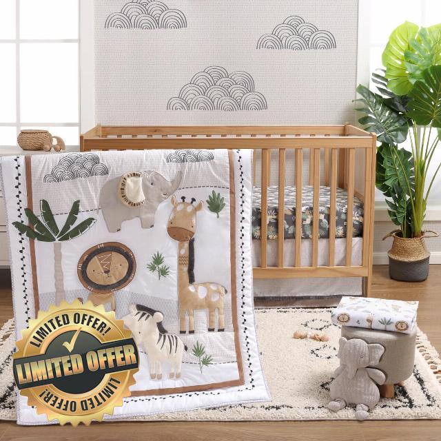 The Peanutshell Safari Crib Bedding Set for Boys or Girls