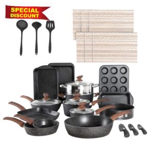 DishDelight 30 Piece Nonstick Pots and Pans Set