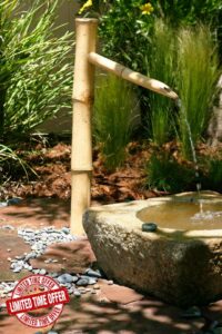 Bamboo Accents 36” Tall Outdoor Water Fountain with Pump
