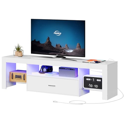 Gaming Entertainment Center with Glass Shelves and Large Drawer