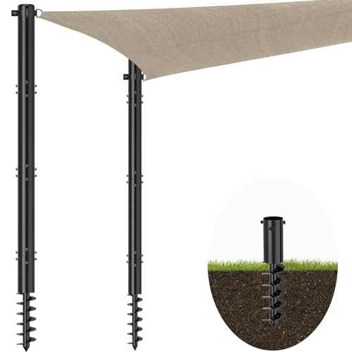 10ft Sun Shade Poles Support Awning Canopy with Spiral Drill Bit