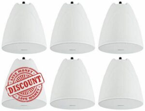 Rockville (6) PEN-65T White 6.5" 70V Hanging Pendant Speaker Commercial/Restaurant