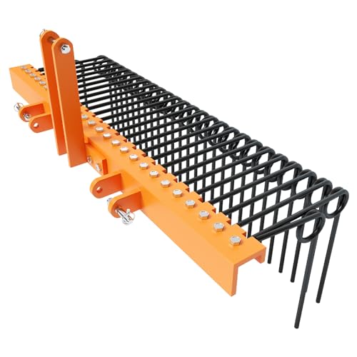 Durable Powder Coated Steel Landscape Rake Attaches to Cat 0 Cat 1