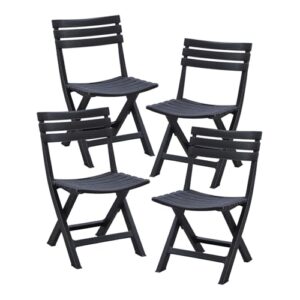 Foldable Patio Stackable Chairs with Backrest for Outdoor Indoor Dining Party Wedding Event Black