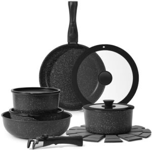 Nonstick Kitchen Cookware Set with Removable Handle