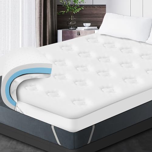 Dual Layer 3 Inch Gel Cooling Mattress Topper with Deep Pocket
