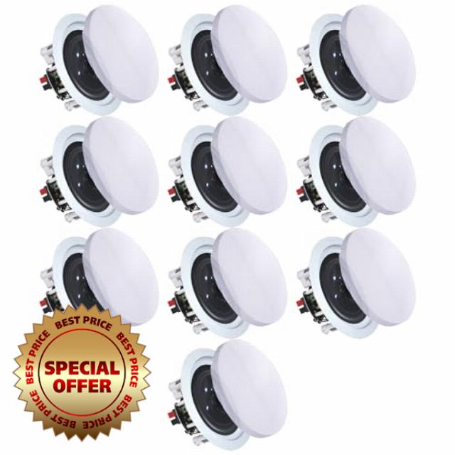 Vaiyer Set of 10 5.25 Inch 8 Ohm 175 Watts Ceiling Speakers