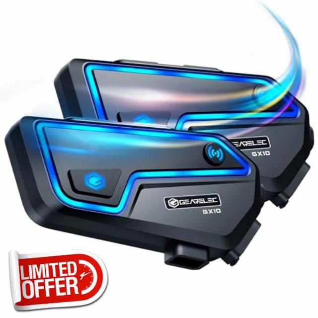 GEARELEC Motorcycle Bluetooth Headset 【Top-Tier Noise Cancellation】【3EQ HiFi Lossless Sound】