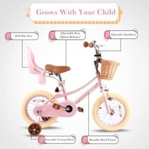 12 14 16 Inch Princess Girls Bicycle with Doll Bike Seat