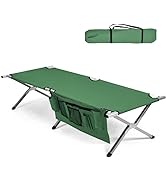 SPOTRAVEL Camping Bed, Folding Travel Sleeping Cot with Carry Bag and Storage Pockets, Portable 2...