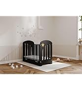 Viculii Willow Baby Sleigh Mini Cot Bed with Drawer and Mattress 120x60x10cm | 3 in 1 Baby Grey C...