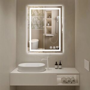 Stepless Dimmable 3000K-6000K Frontlit & Backlit Wall Mounted Led Vanity Mirror