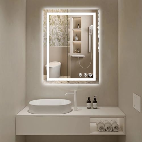 Stepless Dimmable 3000K-6000K Frontlit & Backlit Wall Mounted Led Vanity Mirror