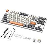 MAMBASNAKE K87 TKL Hot Swappable Wireless Mechanical Gaming Keyboard with Custom Coiled USB C Cab...