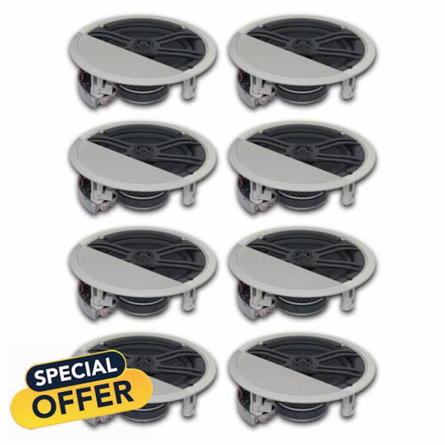 YAMAHA NSIW360C 2-Way in-Ceiling Speaker System | Easy-to-Install Flush Mount | High Performance Sound in a Low Profile Design | White (8 Speakers)