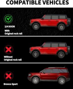 2 Pack Tungsten Steel Running Boards Heavy Duty Bronco Accessories
