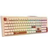 MAMBASNAKE V300 Retro 108 Key Wired Gaming Keyboard, Mixed Color Membrane Keyboard with RGB Backl...