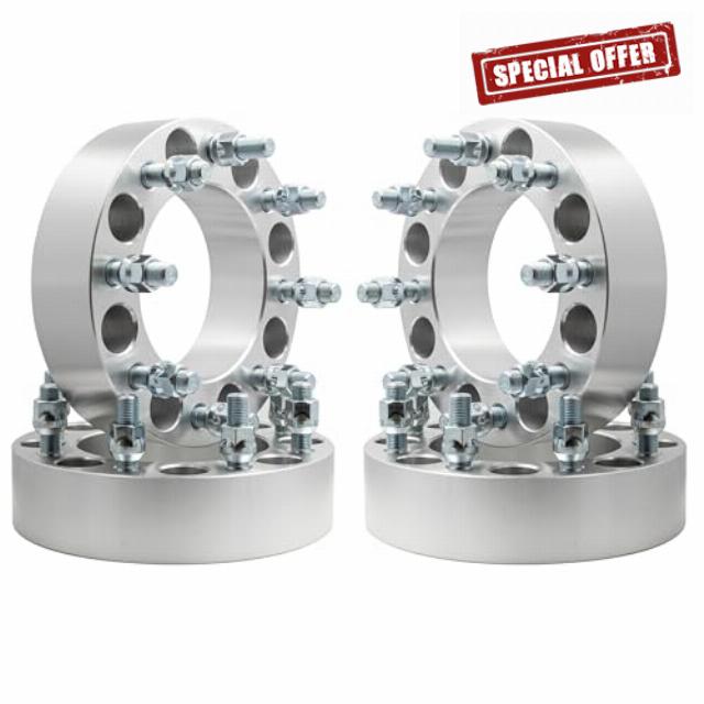 Wheel Accessories Parts 4 Pcs Wheel Spacers 8 on 170mm 8x170mm 2" Thick 14mm 2.0 14x2.0 Thread Stud 126mm ID Fits 99-04 Ford F250 F350 Super Duty| Single Rear Wheel | Dually Dual Rear Wheel Drive