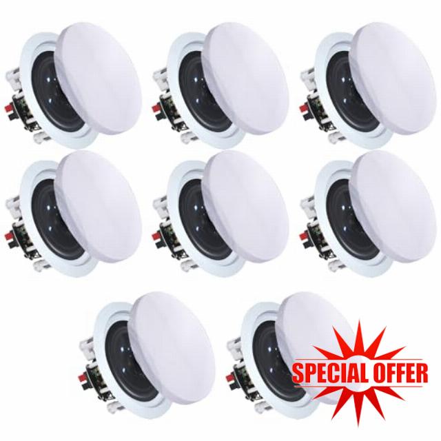 Vaiyer Set of 8 5.25 Inch 8 Ohm 175 Watts Ceiling Speakers