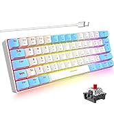 T60 60% Gaming Keyboard RGB Backlit, UK Layout Blue Switch Mini Compact Mechanical Keyboard Porta...