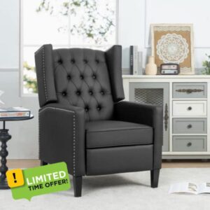 PULLAFUN 27.16" Wide Manual Wing Chair Recliner，Push Back Single Recliner Chair