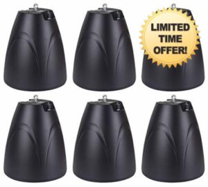 Rockville (6) PEN-65T Black 6.5" 70V Hanging Pendant Speaker Commercial/Restaurant