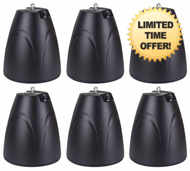 Rockville (6) PEN-65T Black 6.5" 70V Hanging Pendant Speaker Commercial/Restaurant