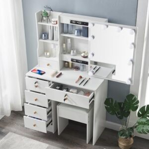 Vanity Desk with 5 Large Sliding Drawers