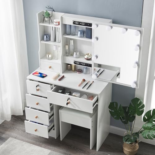 Vanity Desk with 5 Large Sliding Drawers