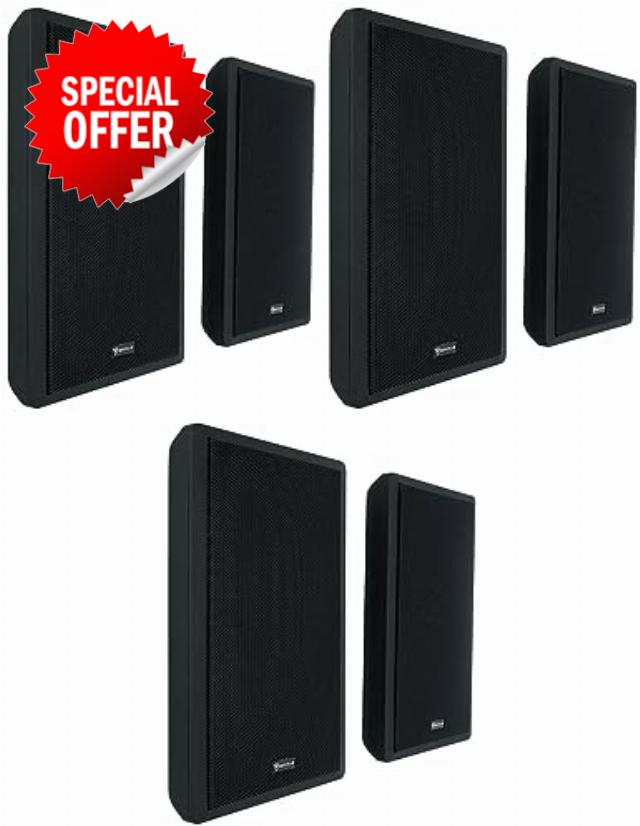 Rockville (6) RockSlim Black Home Theater 5.25" 240w Easy Wall Mount Slim Speakers