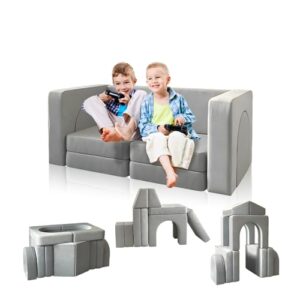 Convertible Kids Sofa Toddler Sofa with Fold-Out Feature for Playroom & Bedroom