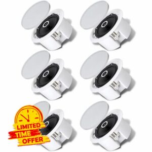 Kanayu 50W 6 Pcs Ceiling Round Speakers 9 inch in Wall Flush Mount Speakers