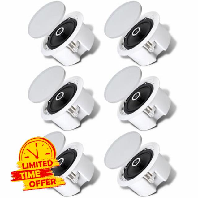 Kanayu 50W 6 Pcs Ceiling Round Speakers 9 inch in Wall Flush Mount Speakers