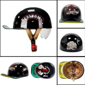 Vintage Street Adults Men Women Open Face Motorbike Helmets for Cruiser Street Scooter Moped Cap Glasses