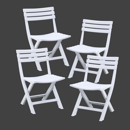 Foldable Patio Stackable Chairs with Backrest for Outdoor Indoor Dining Party Wedding Event White