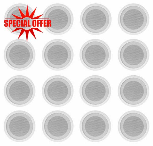 Rockville (16) CCL5T White 70V 5" Commercial Ceiling Speakers 4 Restaurant/Office