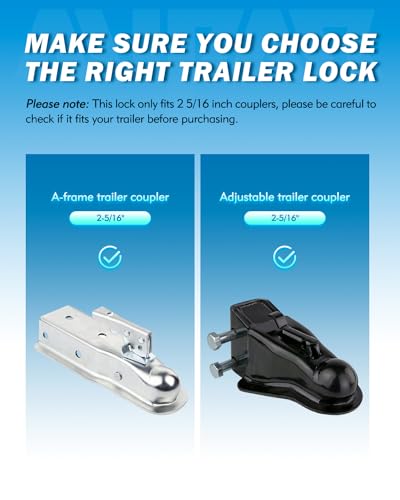 Heavy-Duty Steel Trailer Lock Fits for 2 5/16-Inch Coupler