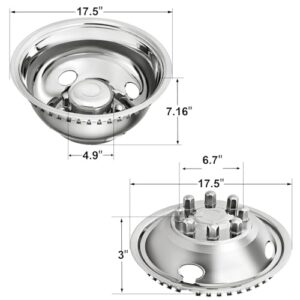 Snap on Style Design Hubcaps Cover Fits 1974-2000 Chevy GMC 3500; 1974-1998 Ford F350; 2008-2021 E350/E450 Van; 1974-1999 Dodge Ram 3500