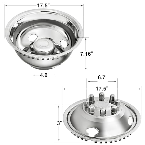 Snap on Style Design Hubcaps Cover Fits 1974-2000 Chevy GMC 3500; 1974-1998 Ford F350; 2008-2021 E350/E450 Van; 1974-1999 Dodge Ram 3500