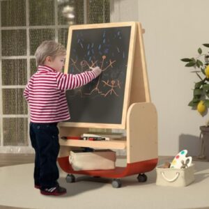 Double-Sided Easel with Magnetic Whiteboard & Chalkboard