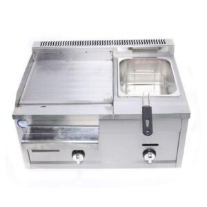 Stainless Steel Countertop Bbq Hot Plate Grill and Deep Fryer Multi-Function Griddle Combo