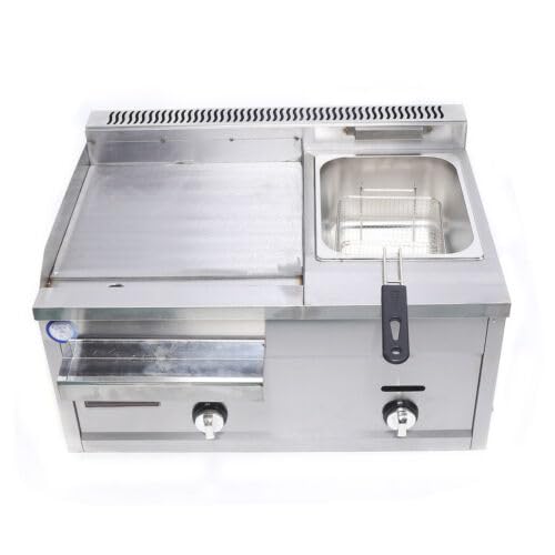 Stainless Steel Countertop Bbq Hot Plate Grill and Deep Fryer Multi-Function Griddle Combo