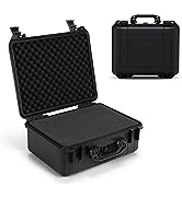 COSTWAY Portable Waterproof Hard Case, Compact Camera Case with Customizable Fit Foam, Dustproof ...