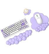 MAMBASNAKE Cloud Mouse Pad and Keyboard Wrist Rest Support Set with Coaster, Comfortable Memory F...