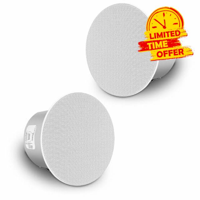 Sound Town Pair of 6.5" Coaxial in-Ceiling Speakers with Metal Backcan and Tile Rails